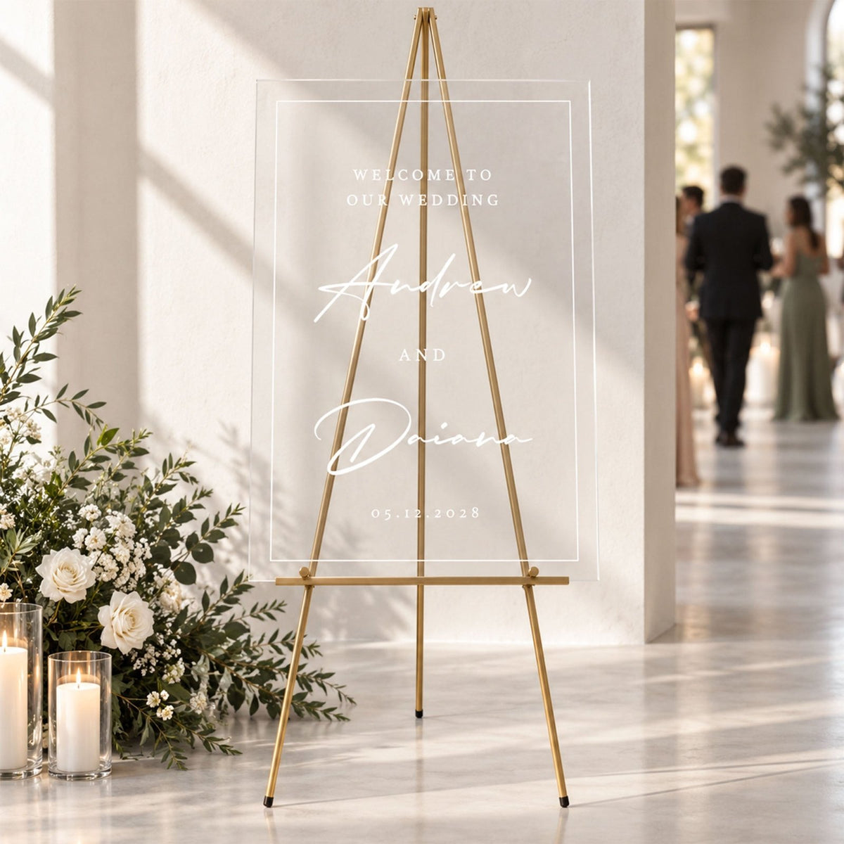 Modern Love Story Personalized Wedding Welcome Sign