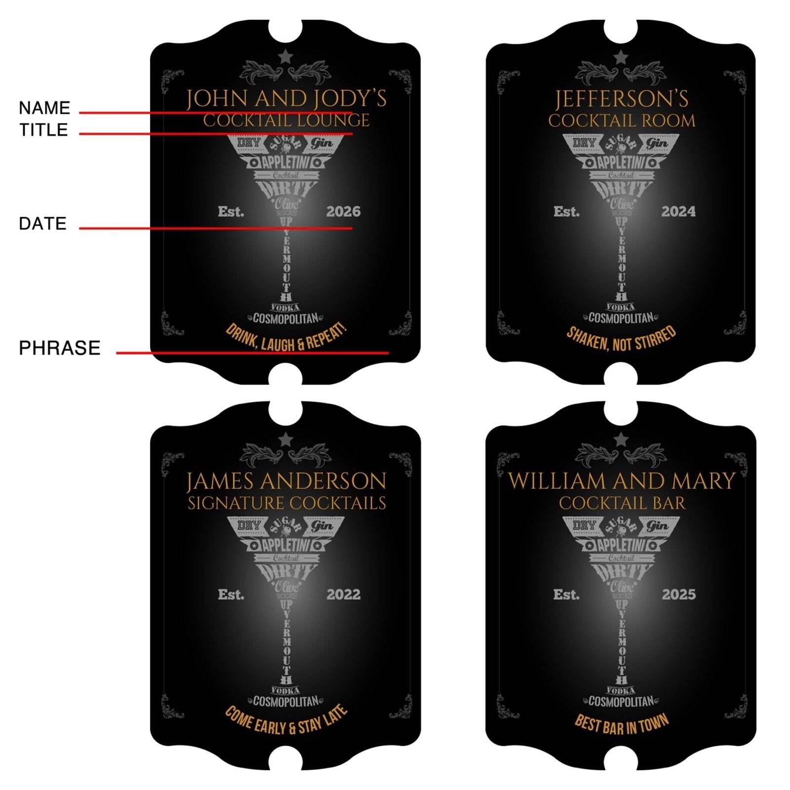 Modern Martini Personalized Sign