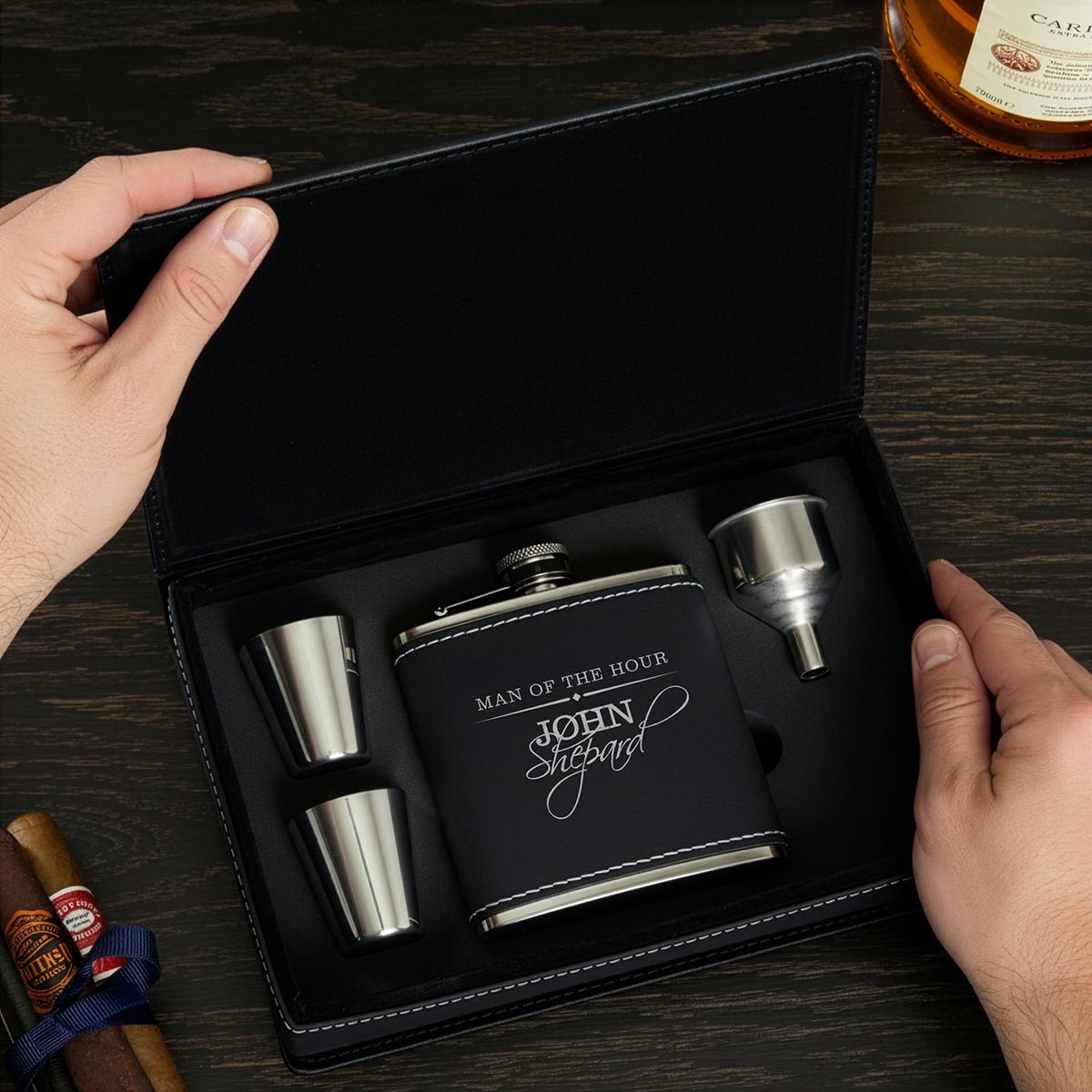 Monogram Personalized Flask Gift Set