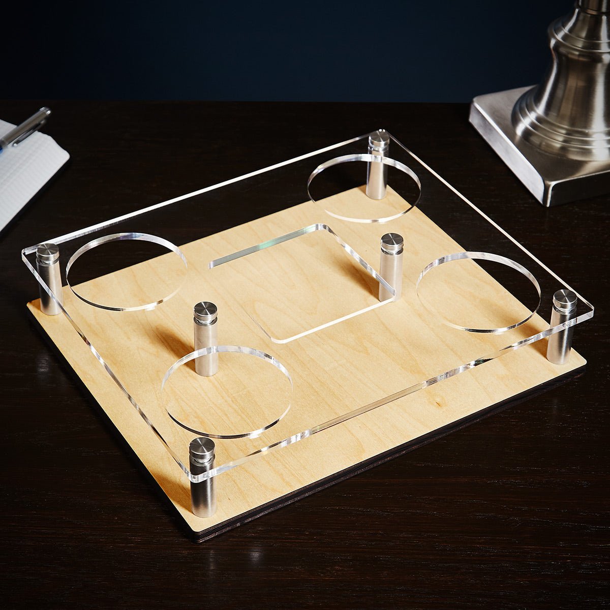 Monogram Presentation Set with Whiskey Decanter & Glasses - Bar Serving Tray & Display Set