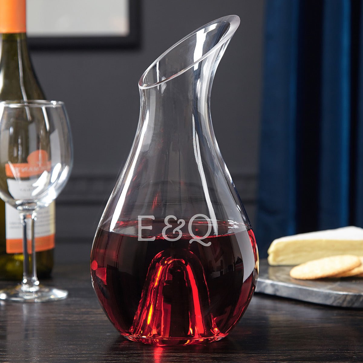 Monogrammed Wine Decanter Set w Stemless Glasses