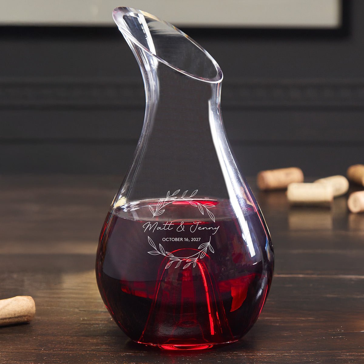 Monogrammed Wine Decanter Set w Stemless Glasses