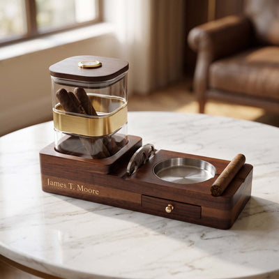 Montague Cigar Humidor & Ashtray 6pc Set