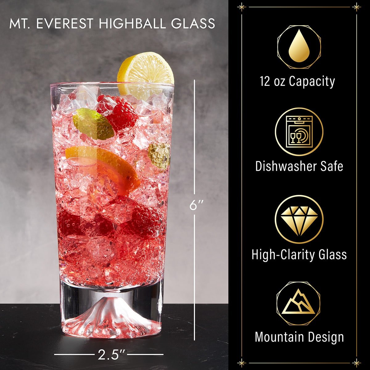 Mt. Everest Custom Highball Glasses, Set of 2