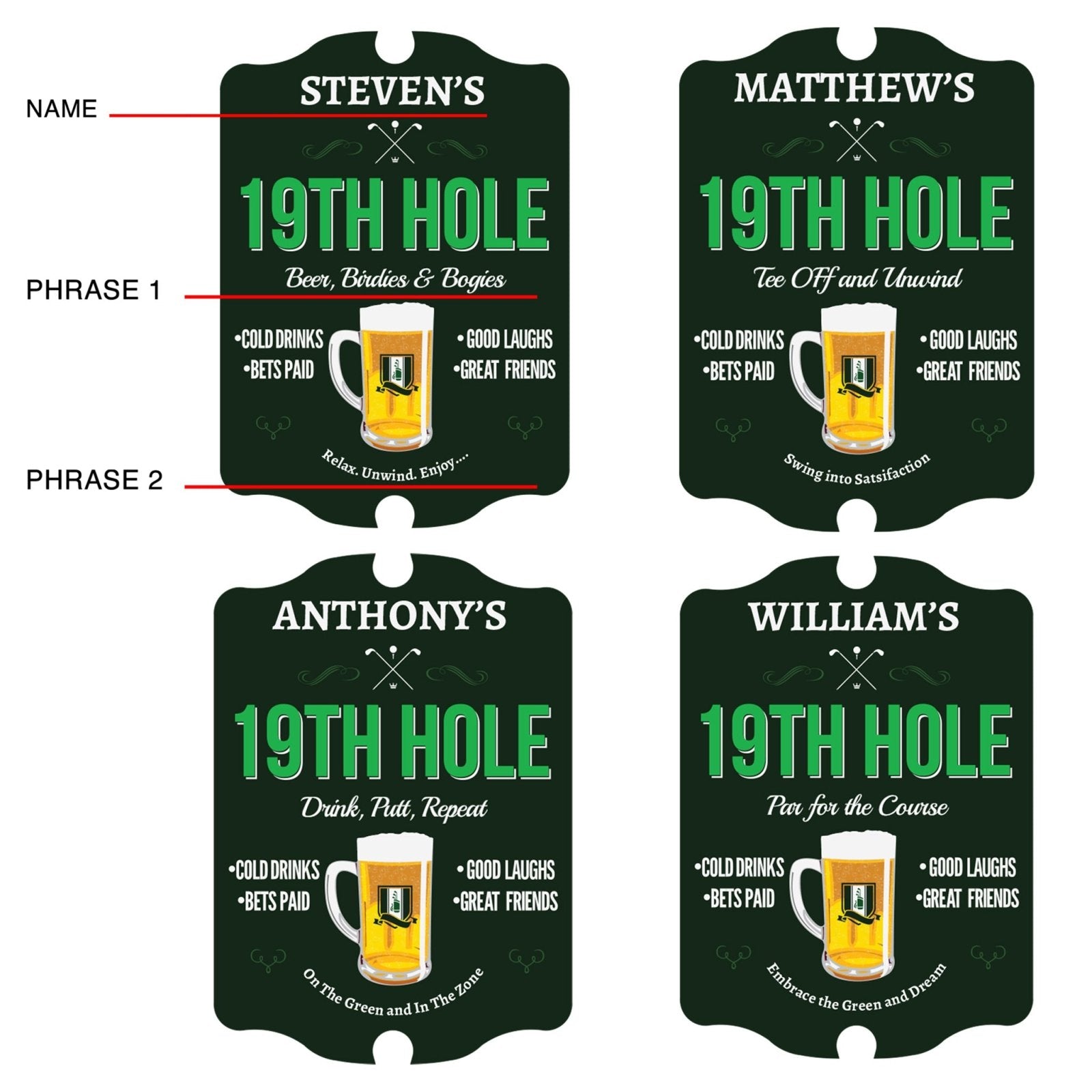 Nineteenth Hole Golf Custom Sign