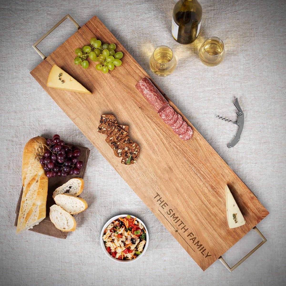 Northwood Large Personalized Charcuterie Board with Gold Handles