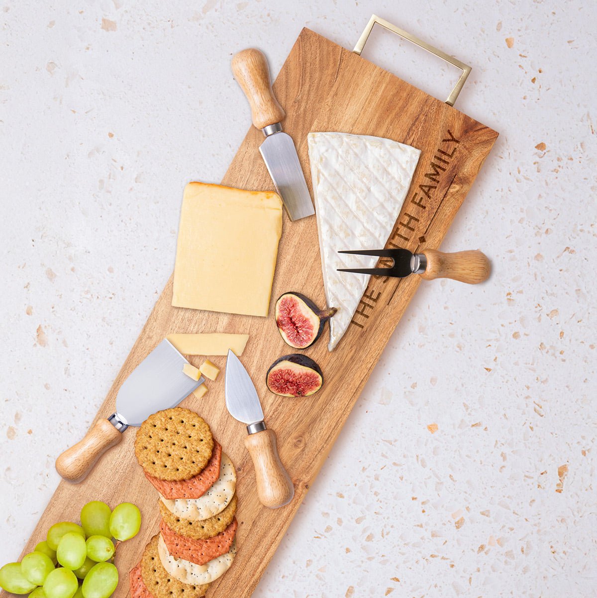 Northwood Large Personalized Charcuterie Board with Gold Handles