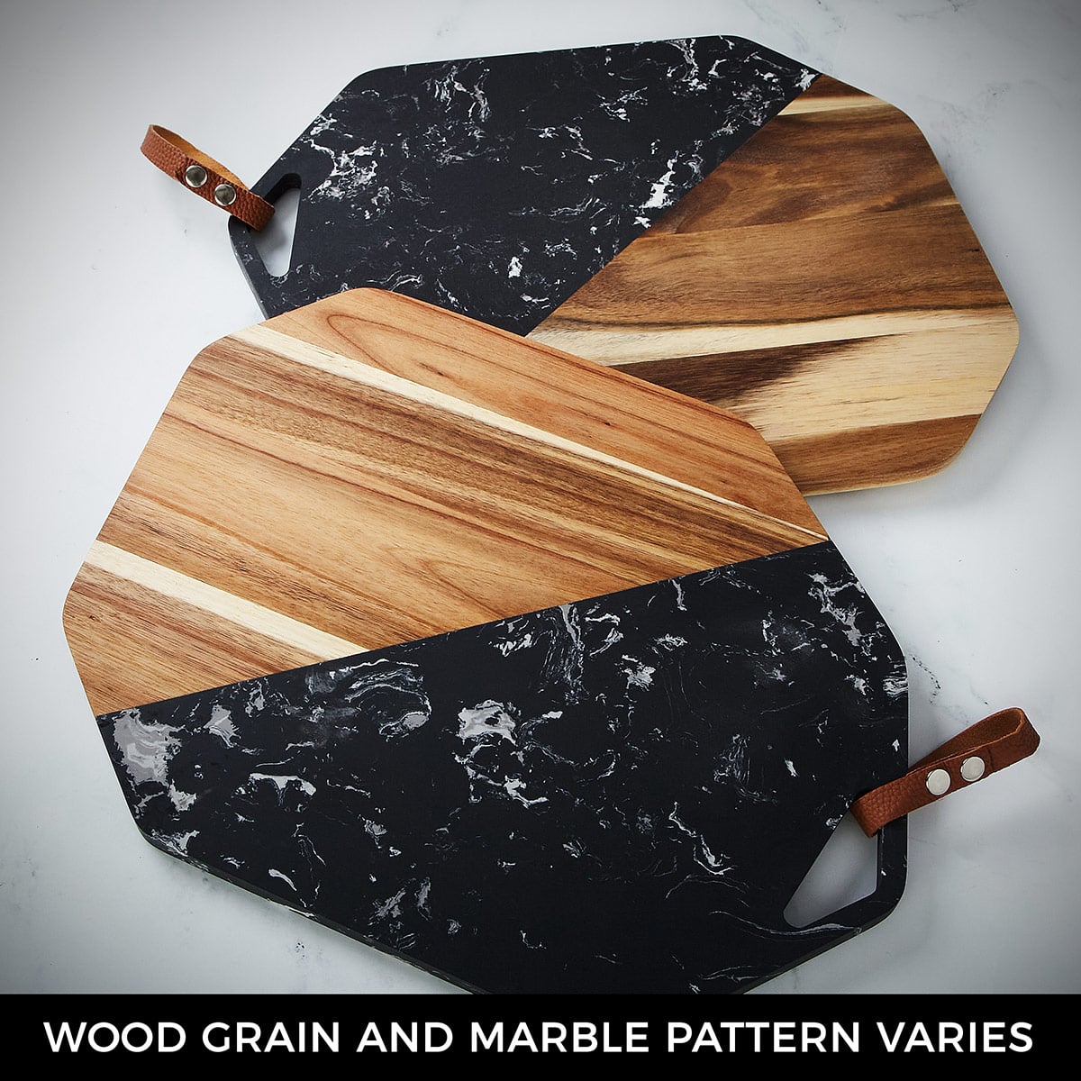 Opulent Custom Charcuterie Board Gift - Large Black Marble and Acacia Wood Cheese Board