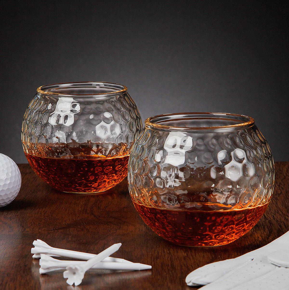 Par Excellence Golf Ball Whiskey Glasses, Set of 2 for Whiskey Bourbon Scotch Lovers