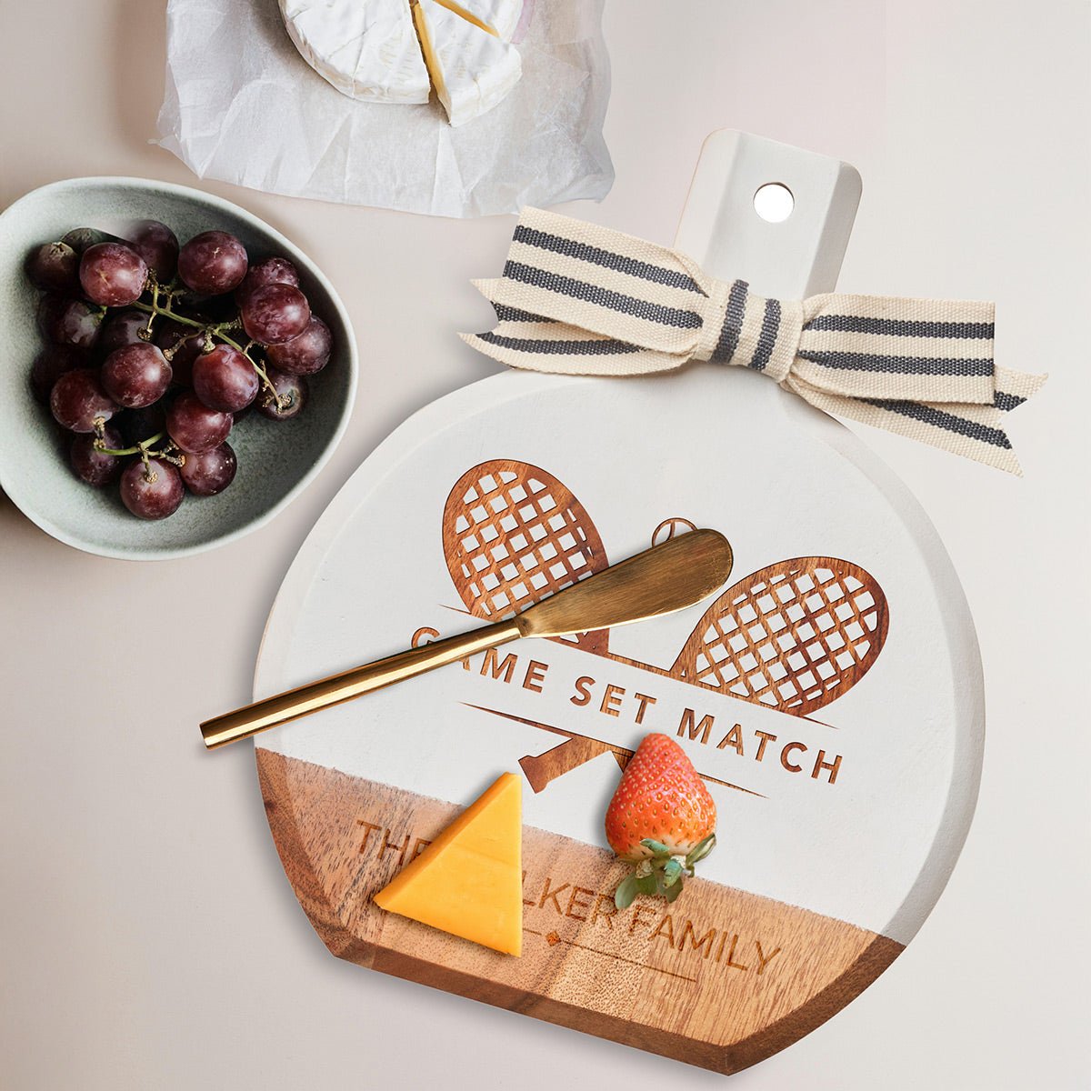 Perfect Serve Tennis Charcuterie Board with Cheese Knife