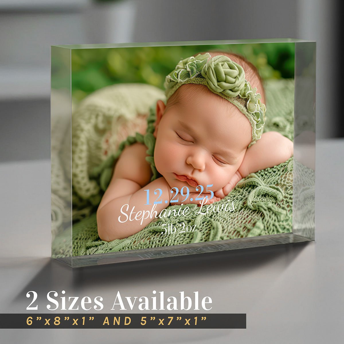 Personalized Baby Acrylic Photo Block – Custom Picture Print, 1 - Inch Thick