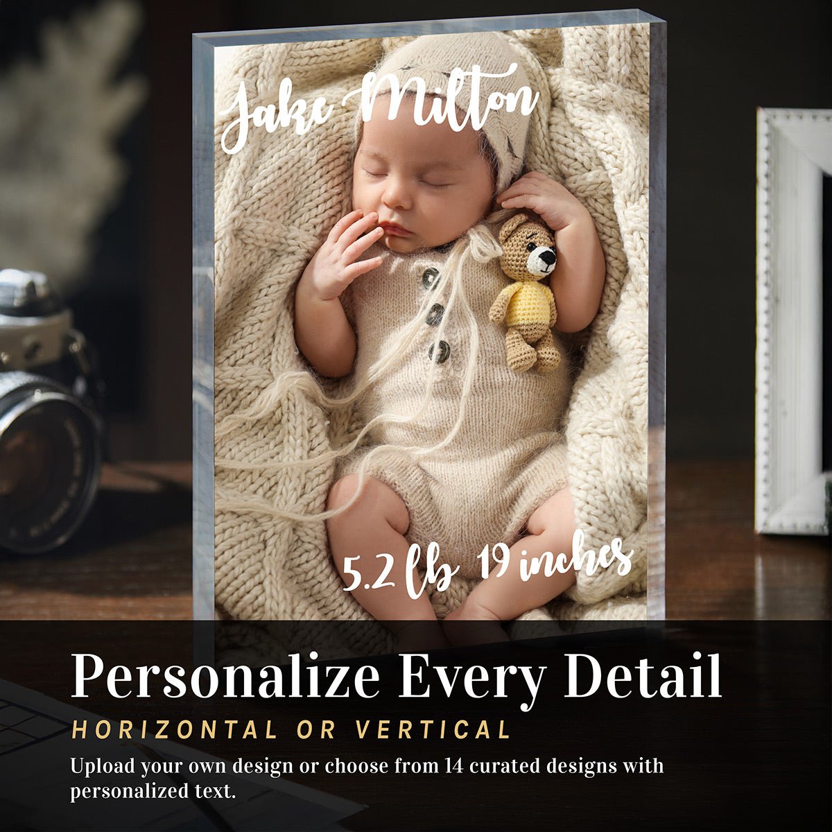 Personalized Baby Acrylic Photo Block – Custom Picture Print, 1 - Inch Thick