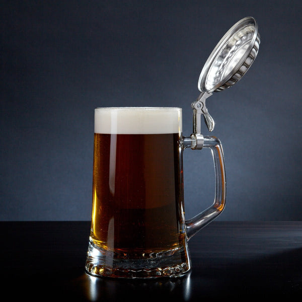 Personalized Beer Stein with Pewter Lid, Set of 2