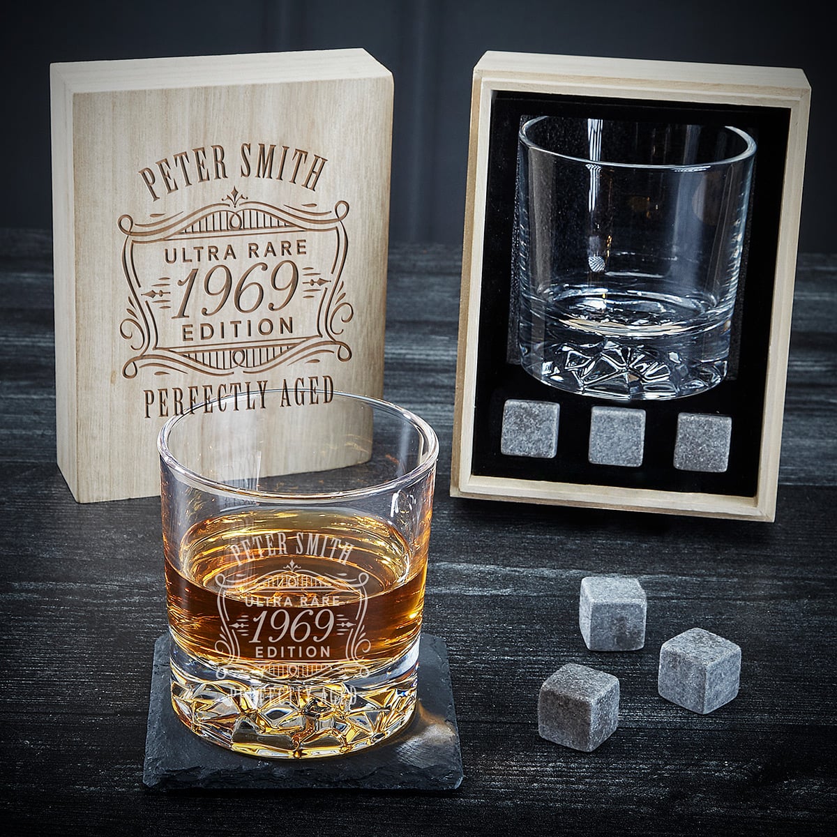 Personalized Bourbon Glass Set with Gift Box