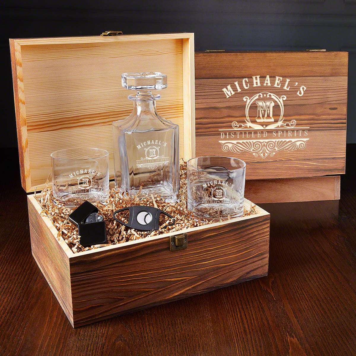 Personalized Cigar Whiskey Glass Box Set - 6pc