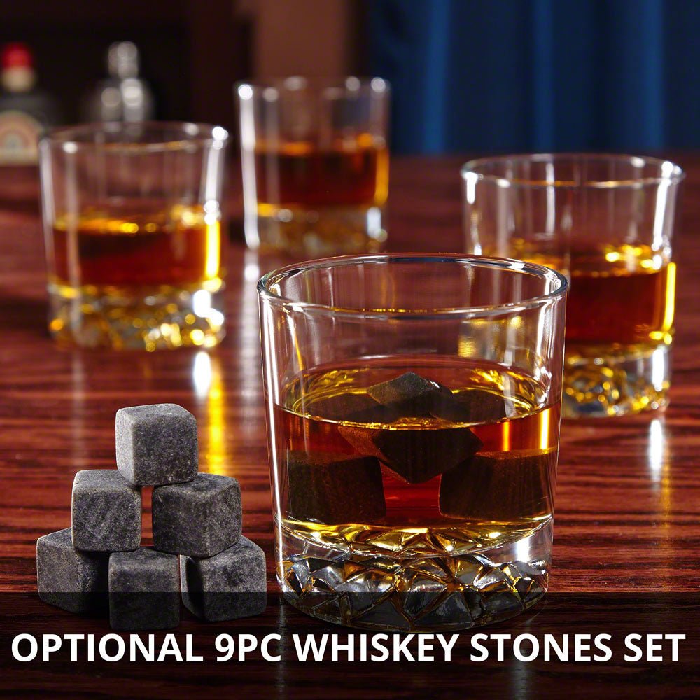 Personalized Decanter Set with Glacier Whiskey Glasses - Handcrafted Wood Gift Box