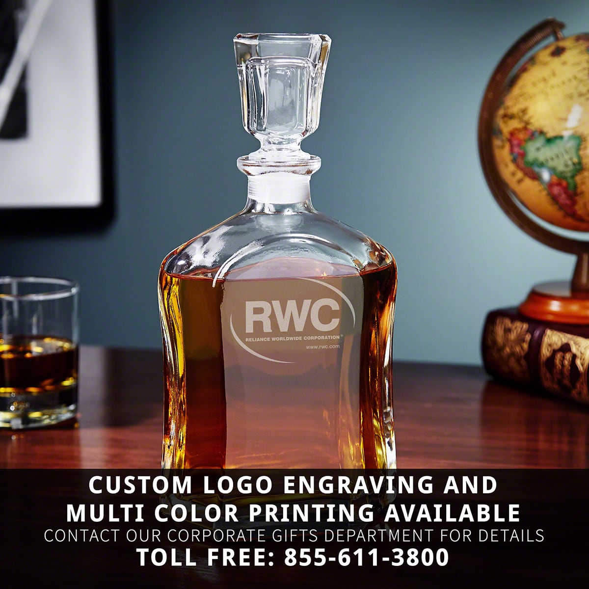 Personalized Decanter Set with Rocks Glasses Firefighter Gift Idea