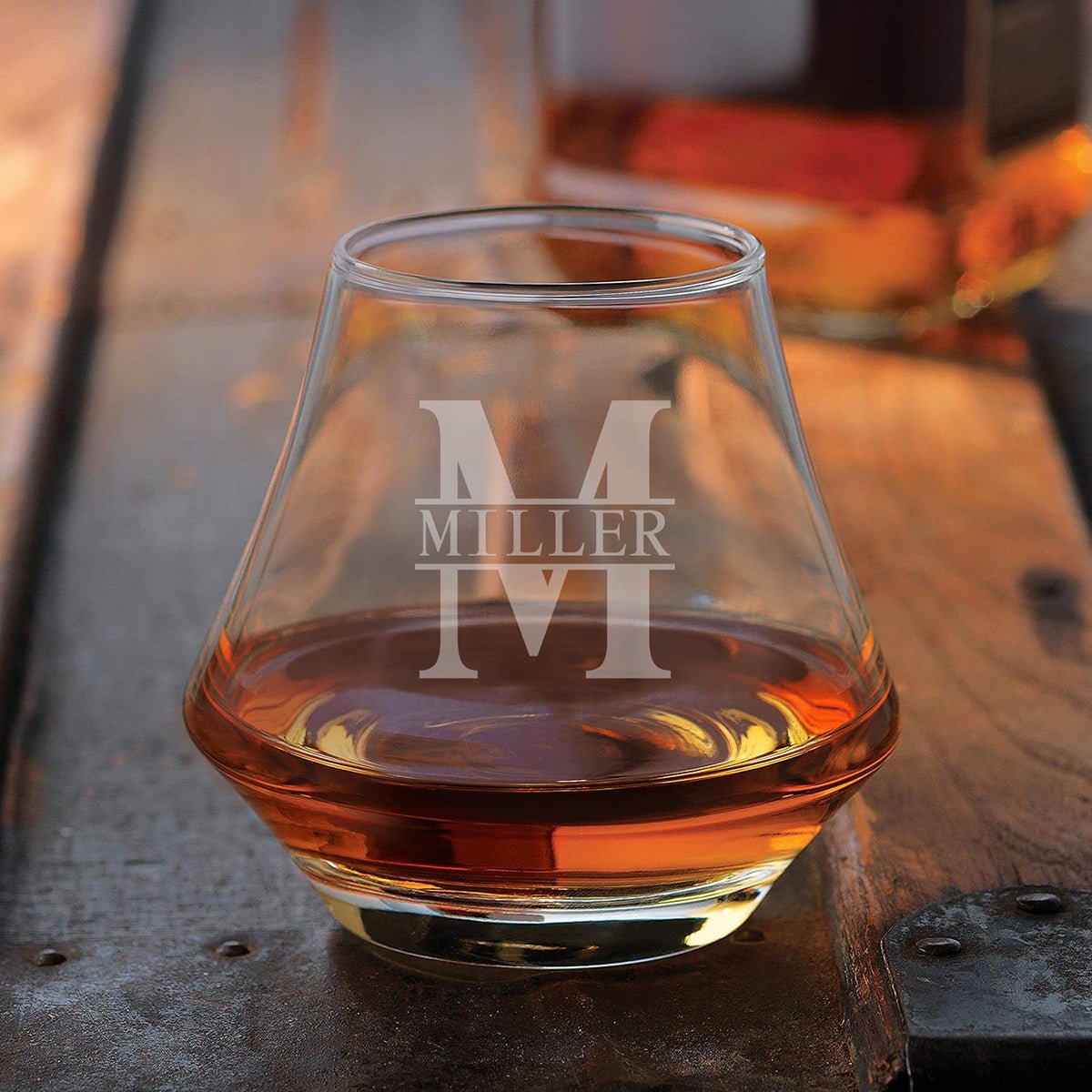 Personalized Dimera Bourbon Glasses and Decanter Set - Ebony Black Box