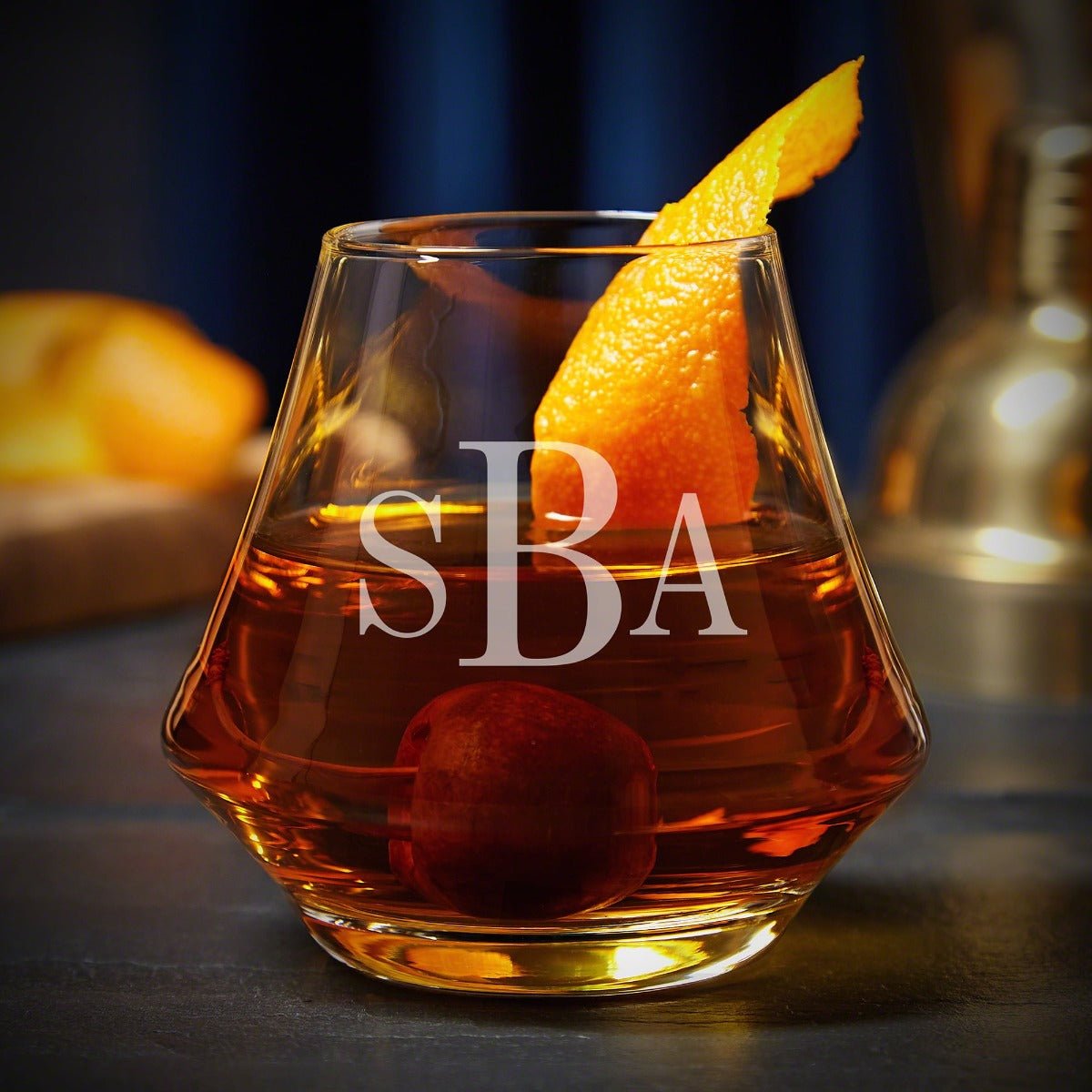 Personalized Dimera Bourbon Glasses and Decanter Set - Ebony Black Box