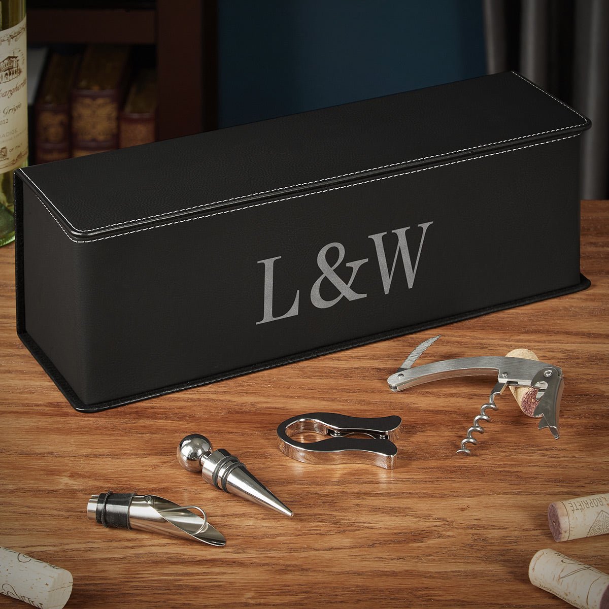 Personalized Leather Wine Gift Box