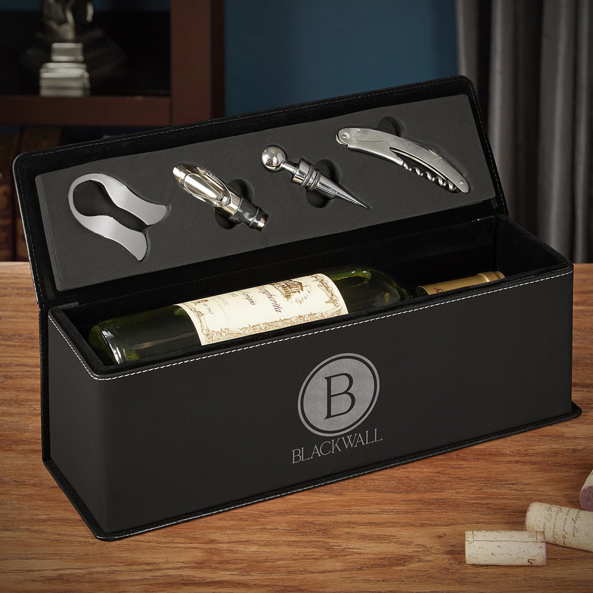 Personalized Leather Wine Gift Box