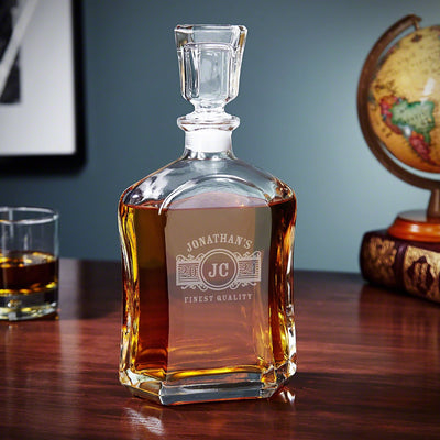 Personalized Luxury Boxed Decanter Set With Sculpted Glass