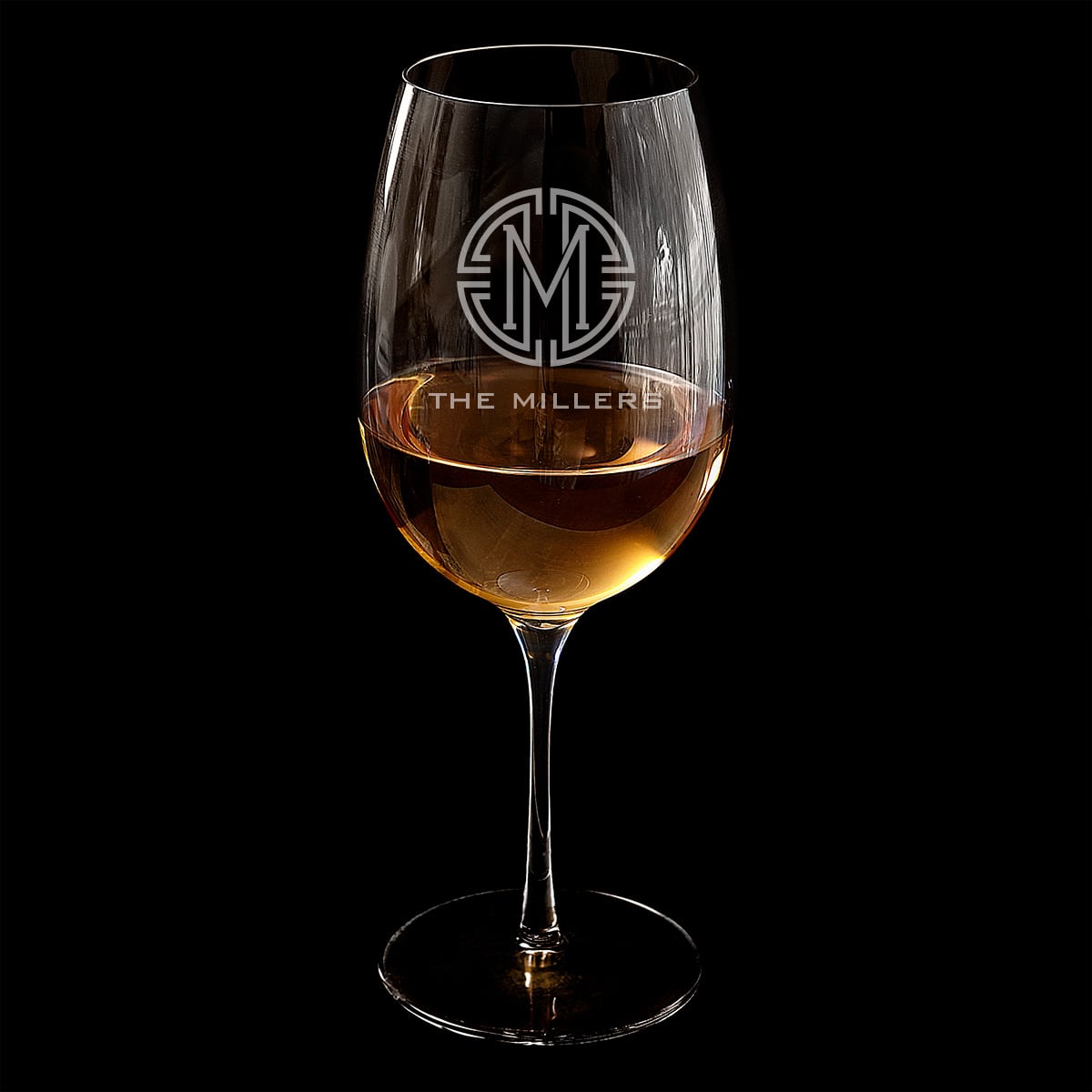 Personalized Marble Wine Chiller, Black with Custom Wine Glasses