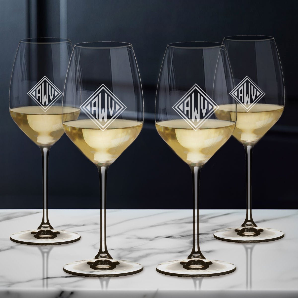 Personalized Riedel Wine Glasses, Riesling/White Wine - Set of 4