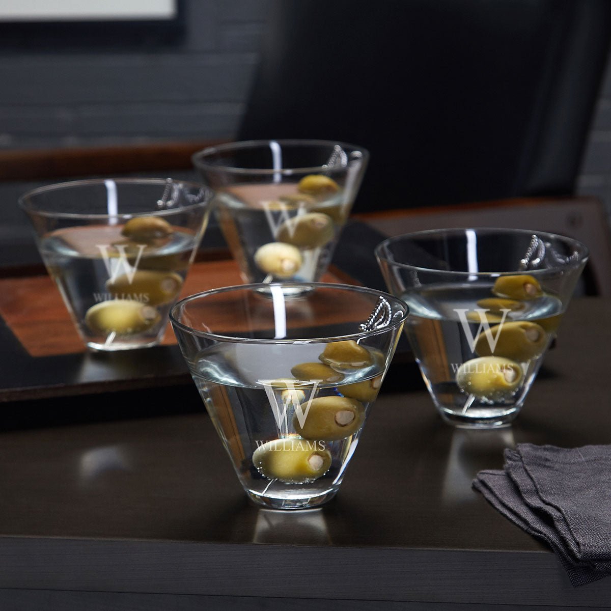Personalized Stemless Martini Glasses Set of 4