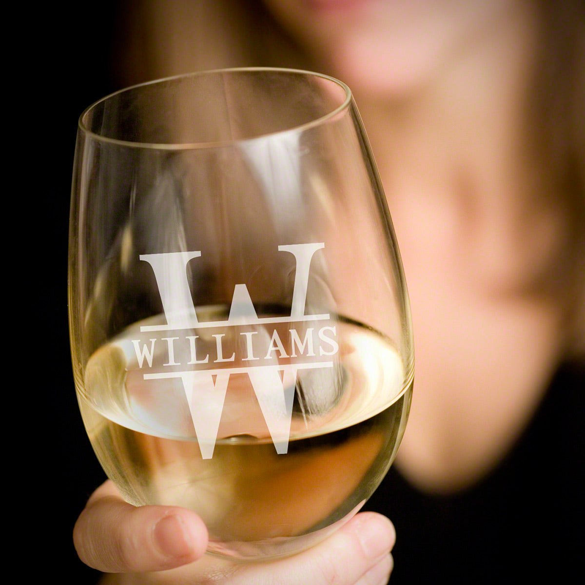 Personalized Stemless White Wine Glasses, Set of 4