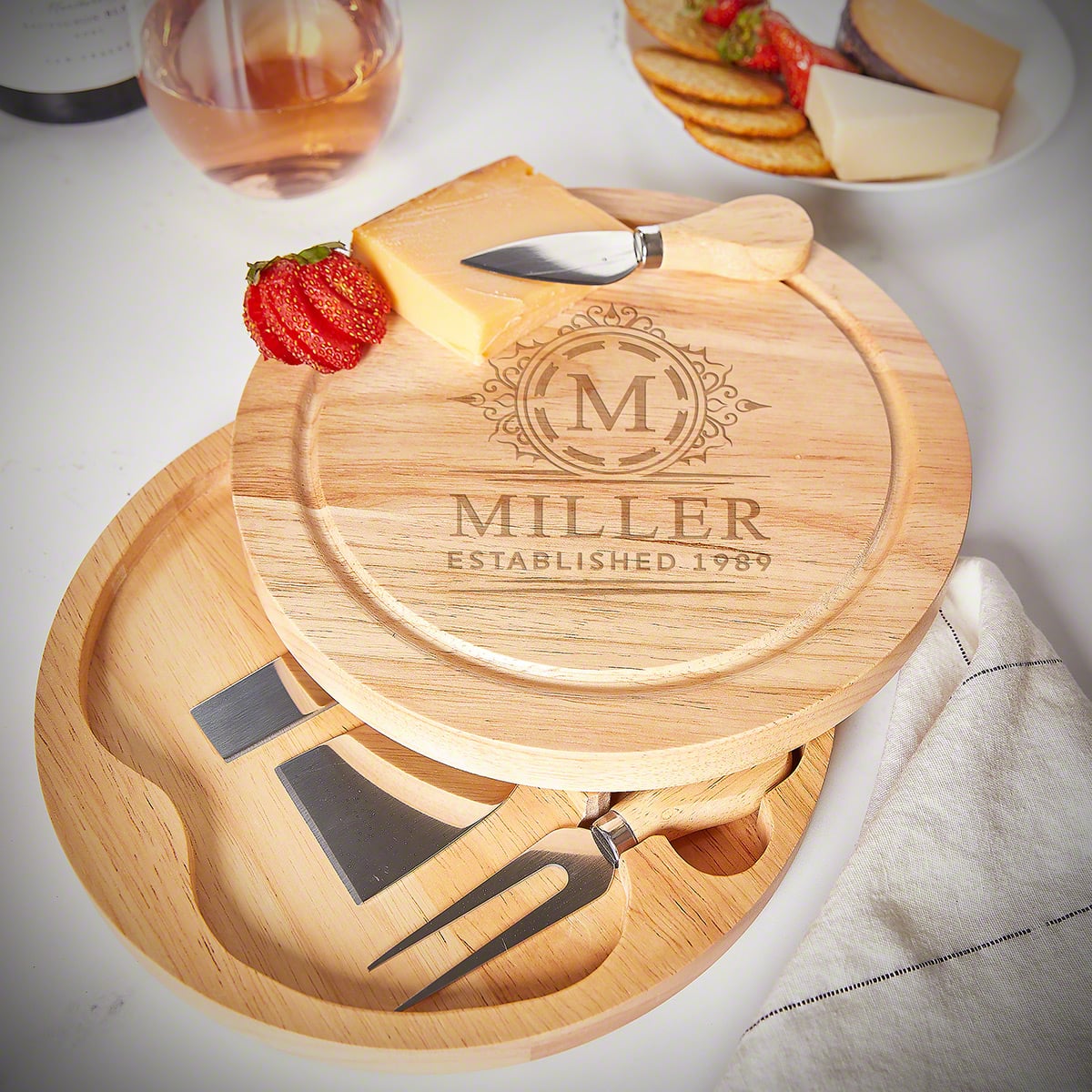Personalized Swivel Cheese Board
