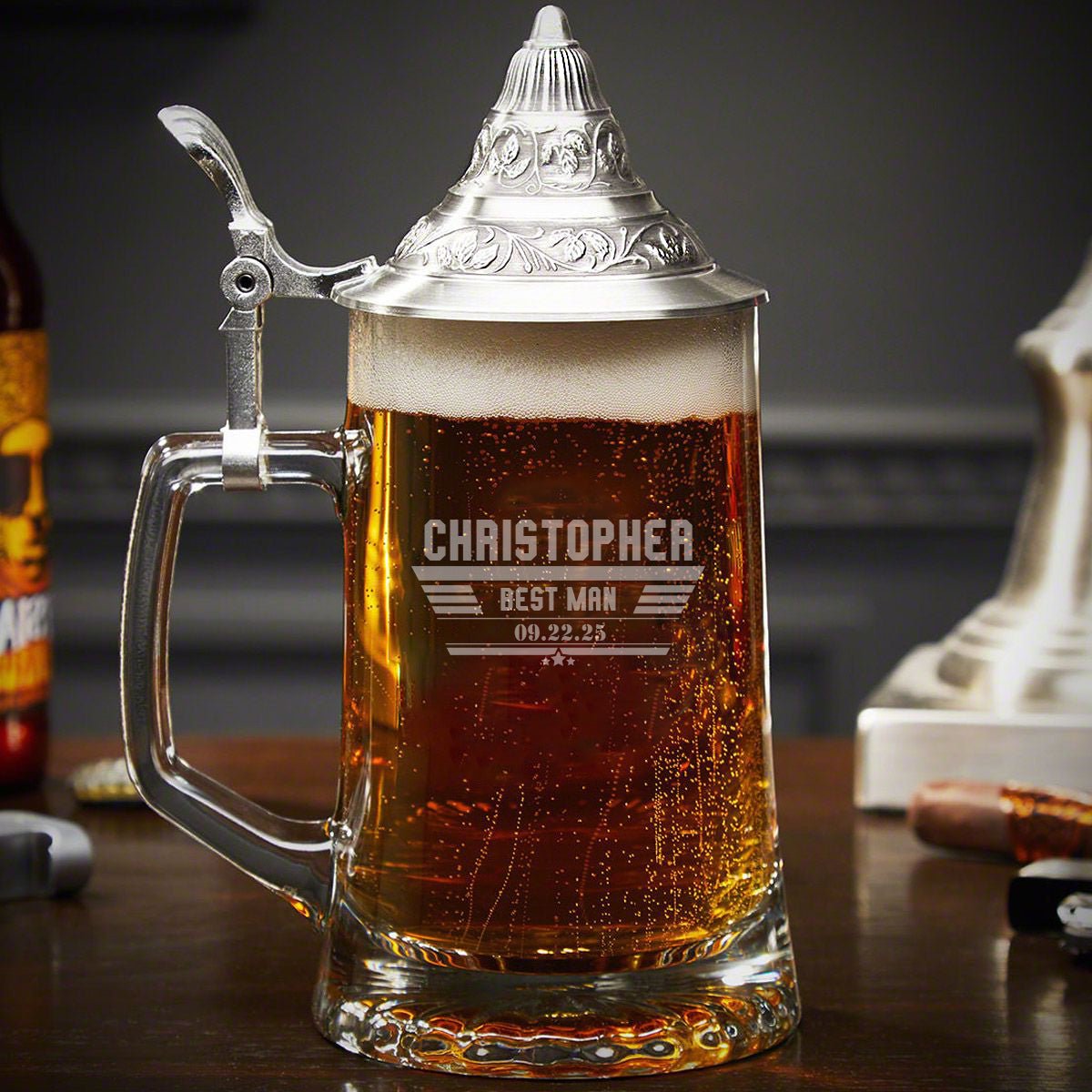 Personalized Traditional German Beer Stein w Lid