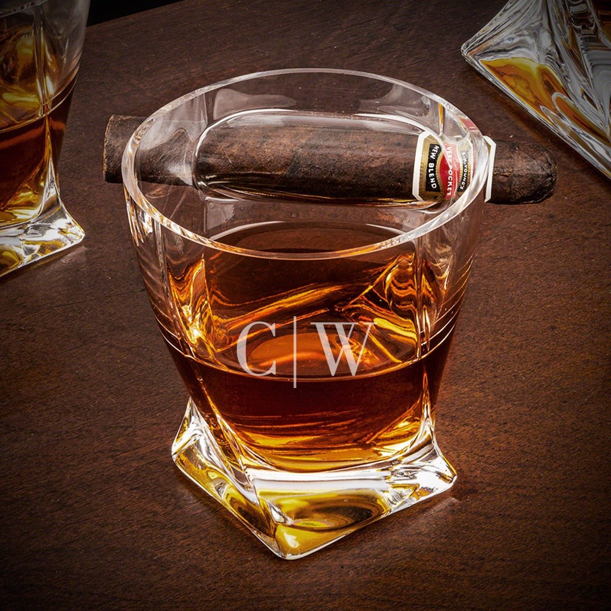 Personalized Twist Whiskey Cigar Glasses, Set of 4