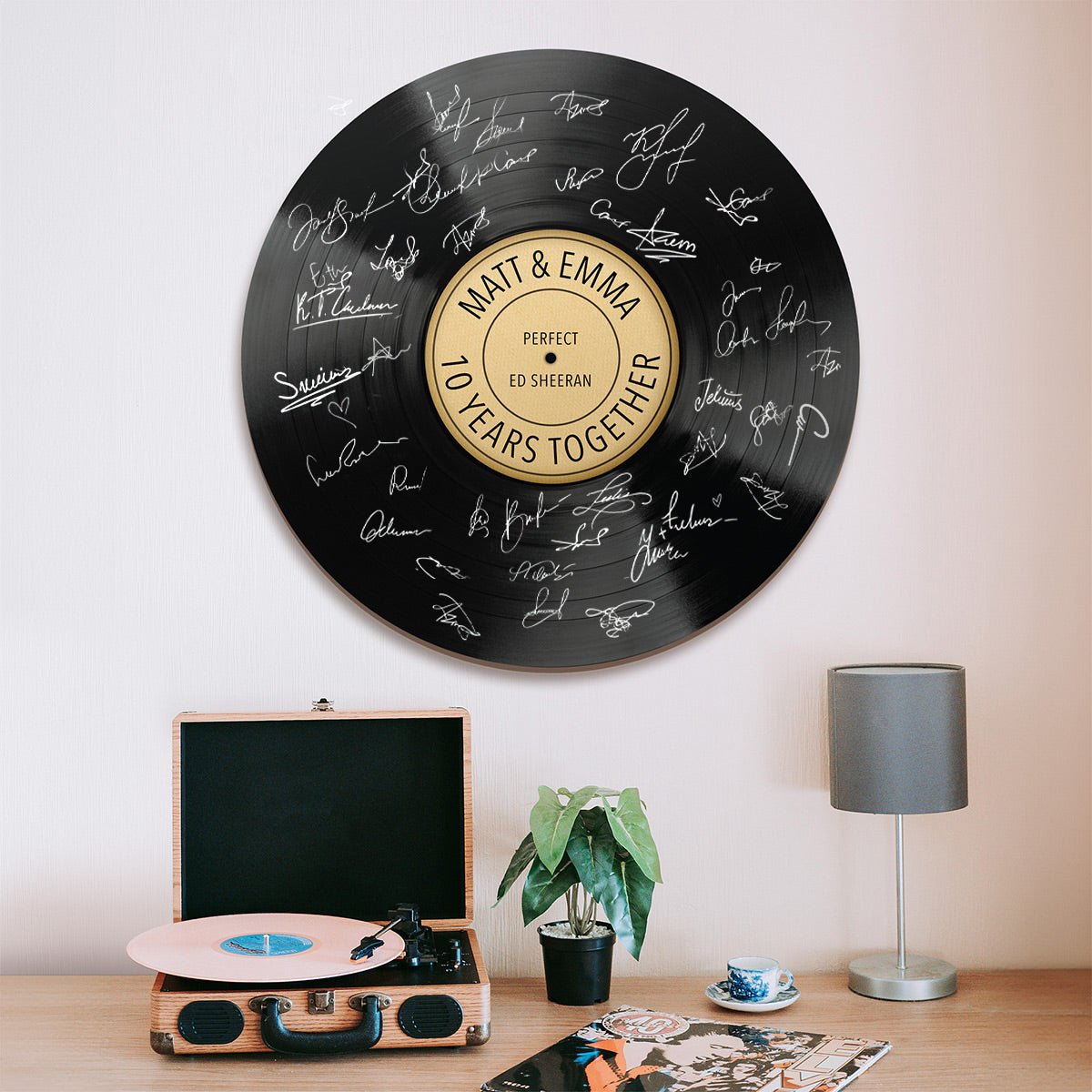 Personalized Vinyl Record Wooden Sign – Unique Guest Book for Wedding Reception Welcome Table