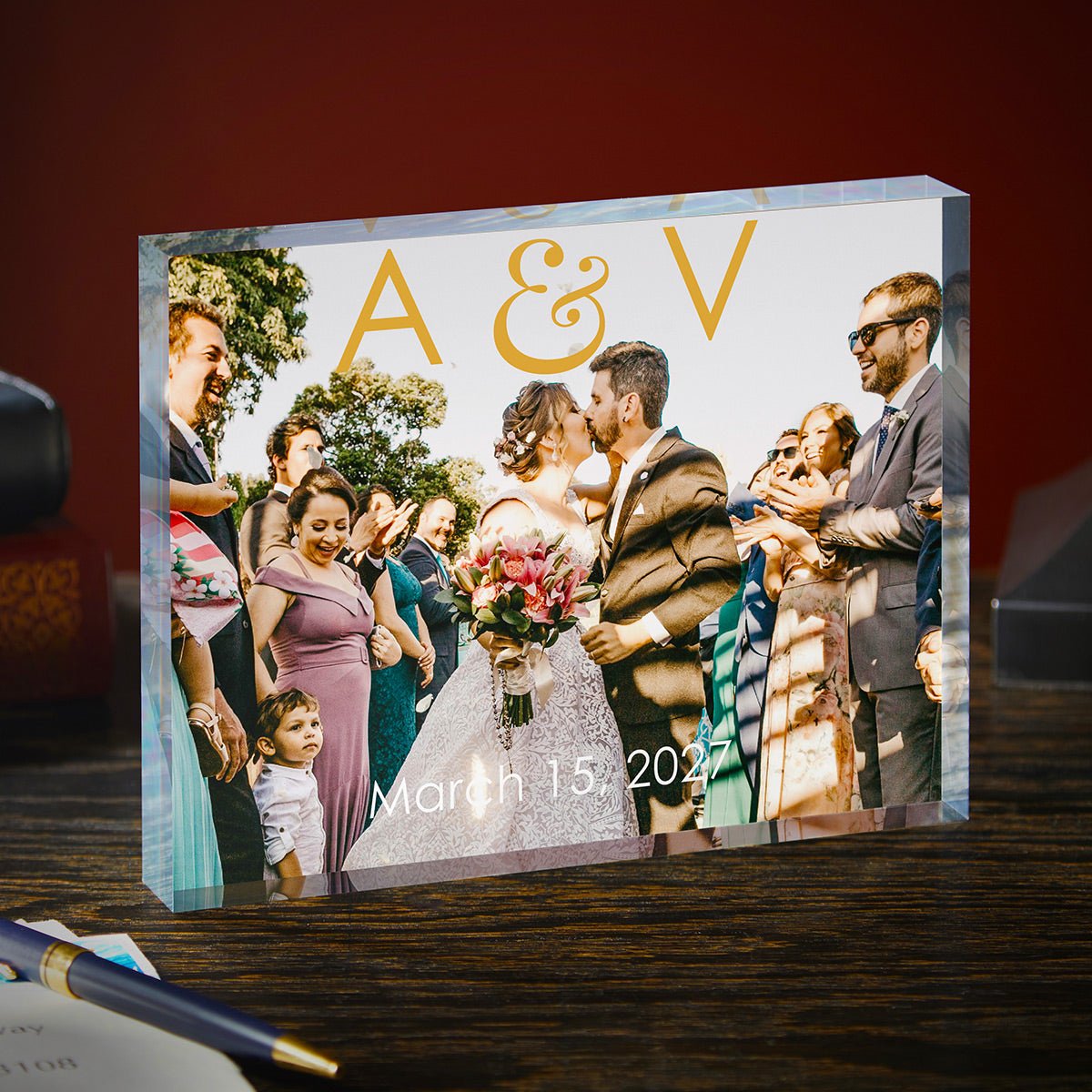 Personalized Wedding Acrylic Photo Block – Custom Picture Print, 1 - Inch Thick