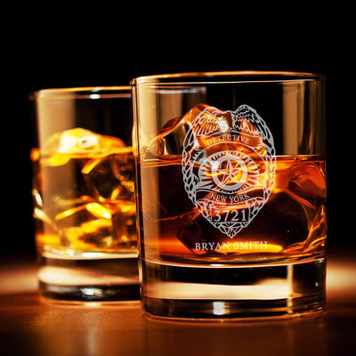 Personalized Whiskey Argos Decanter with Eastham Glasses - Gift Set for Police