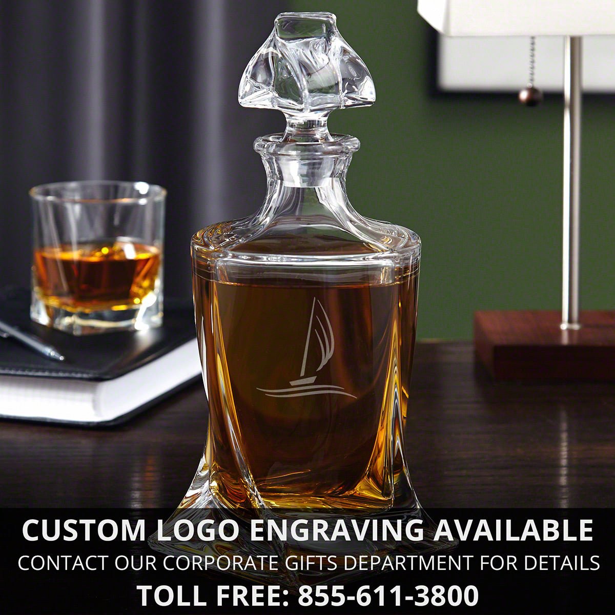Personalized Whiskey Decanter with Rocks Glasses & Luxury Box Set - 7pc