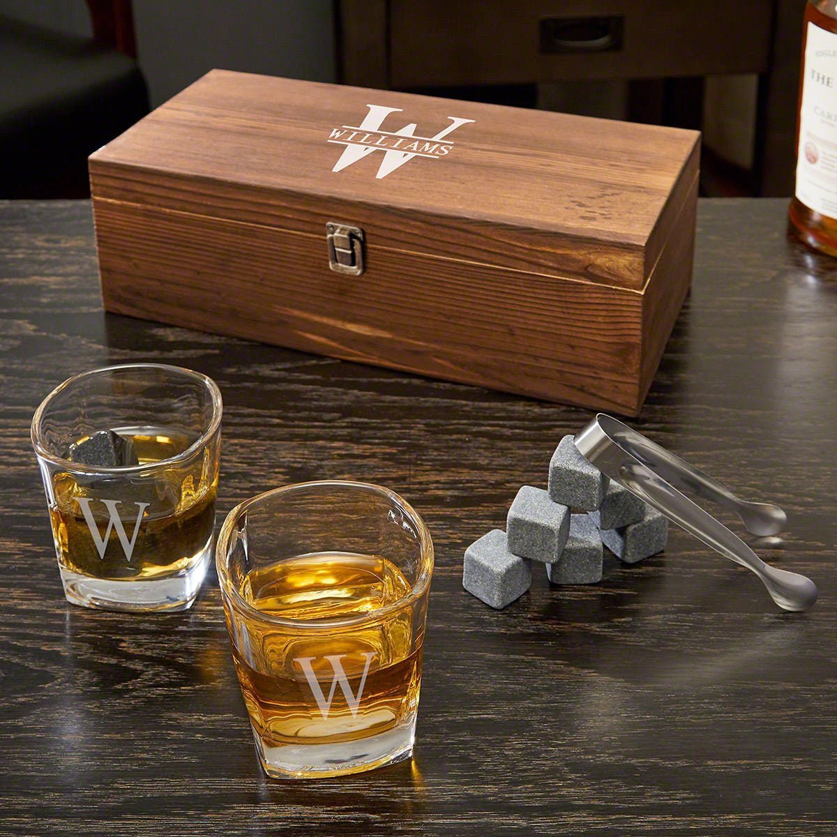 Personalized Whiskey Stones and 6oz Glasses Gift Set