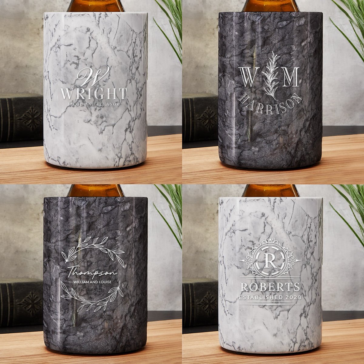 Personalized Wine Chiller White Marble
