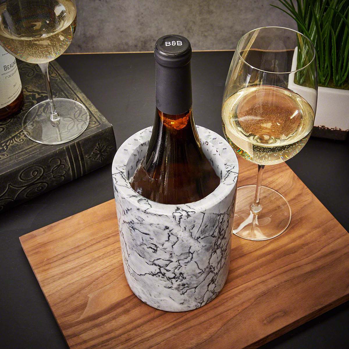 Personalized Wine Chiller White Marble