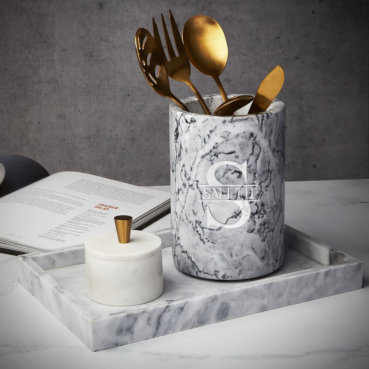 Personalized Wine Chiller White Marble