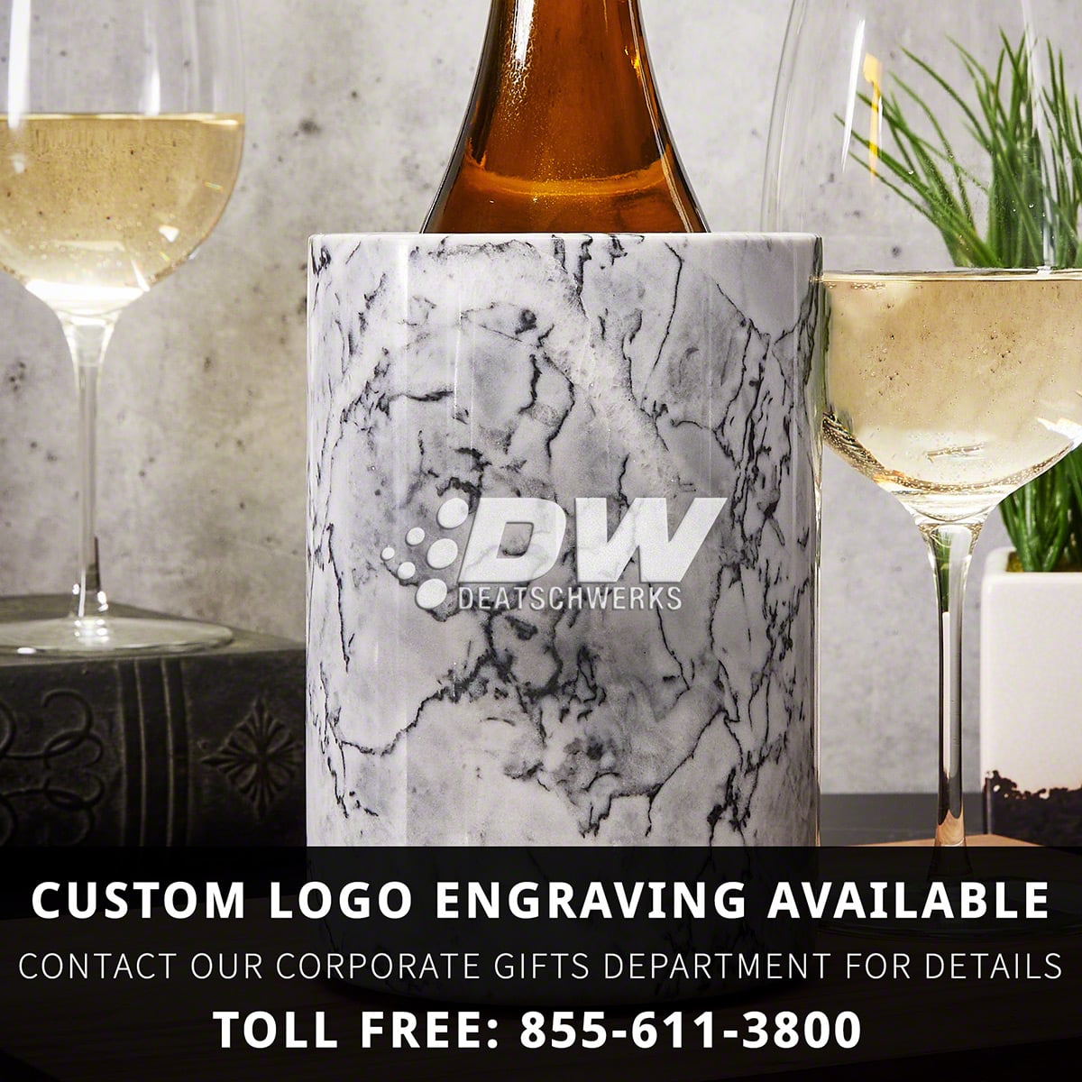 Personalized Wine Chiller White Marble