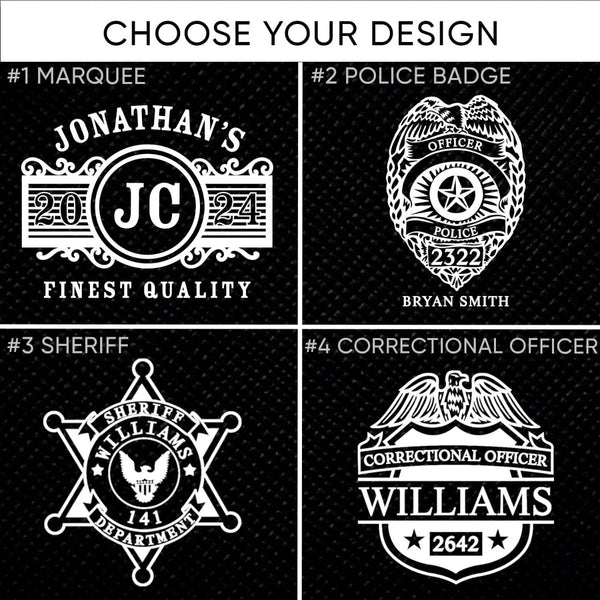 Police Badge Personalized Gun - Themed Whiskey Gift for Cops with Buckman Glass
