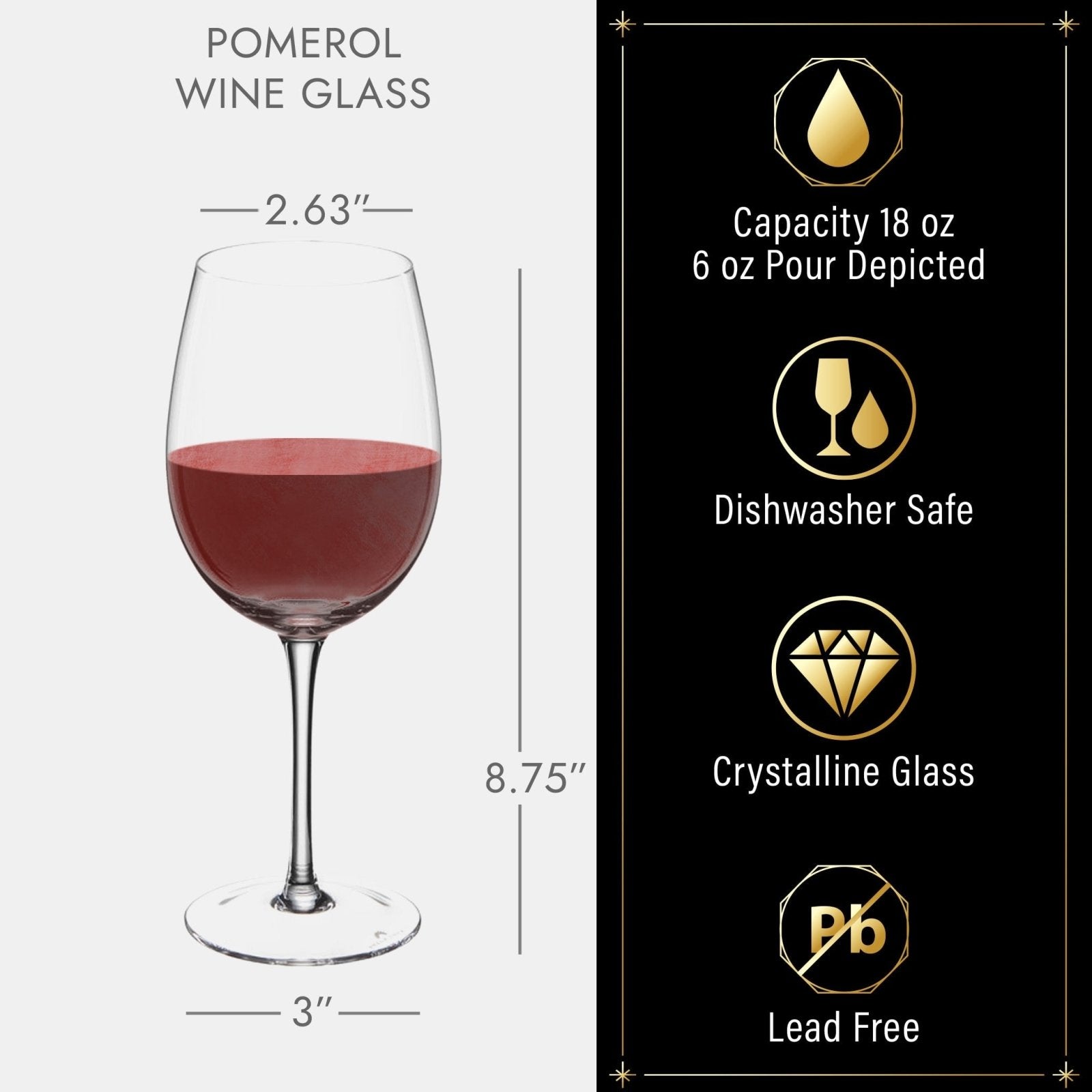 Pomerol Wine Gift Set with Personalized Wine Glasses and Wooden Box