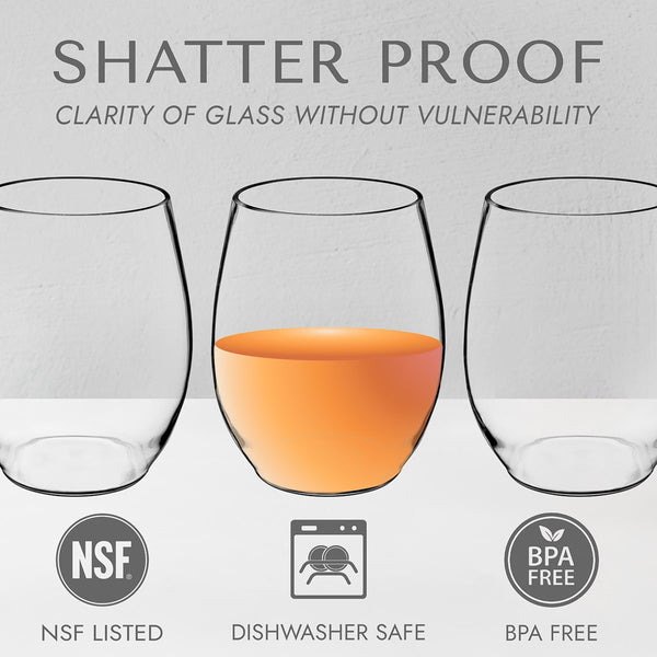 Poolside Custom Outdoor Wine Glasses - Shatterproof Set of 4