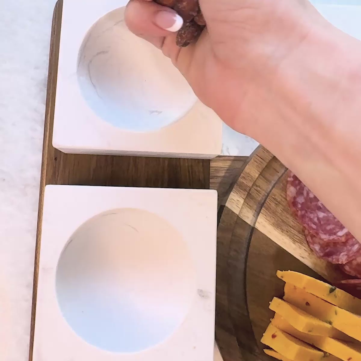 Winslow Appetizer Charcuterie Board with Condiment Bowls, White