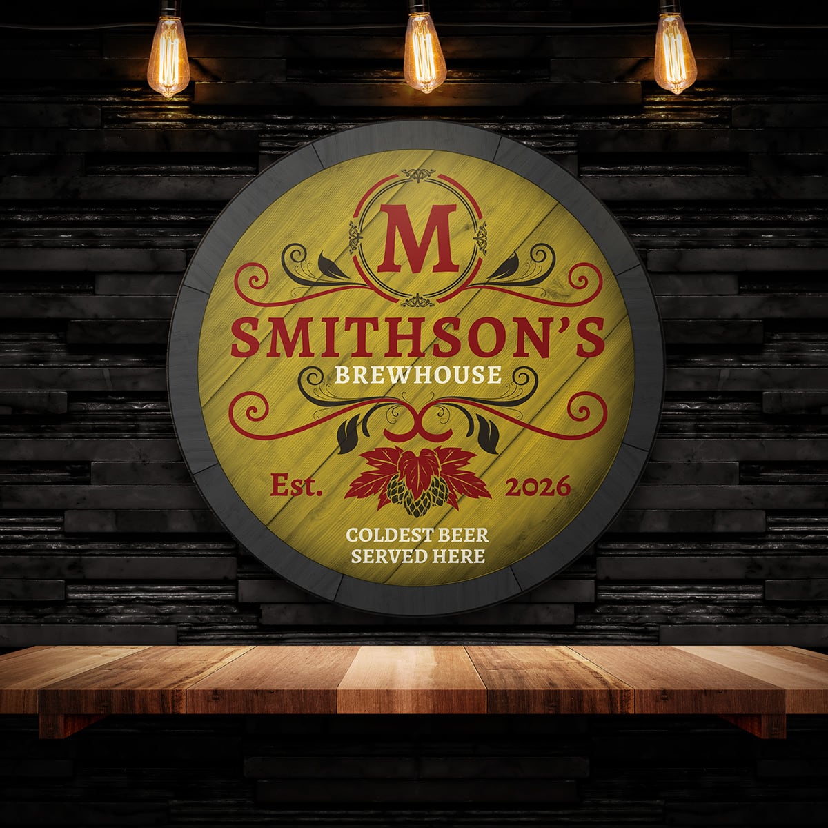 Renowned Brewhouse Custom Bar Sign for Home, 4 Colors