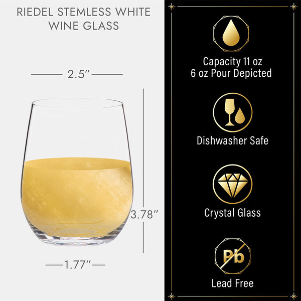 Riedel Stemless Wine Glasses, Chardonnay/White Wine - Set of 4
