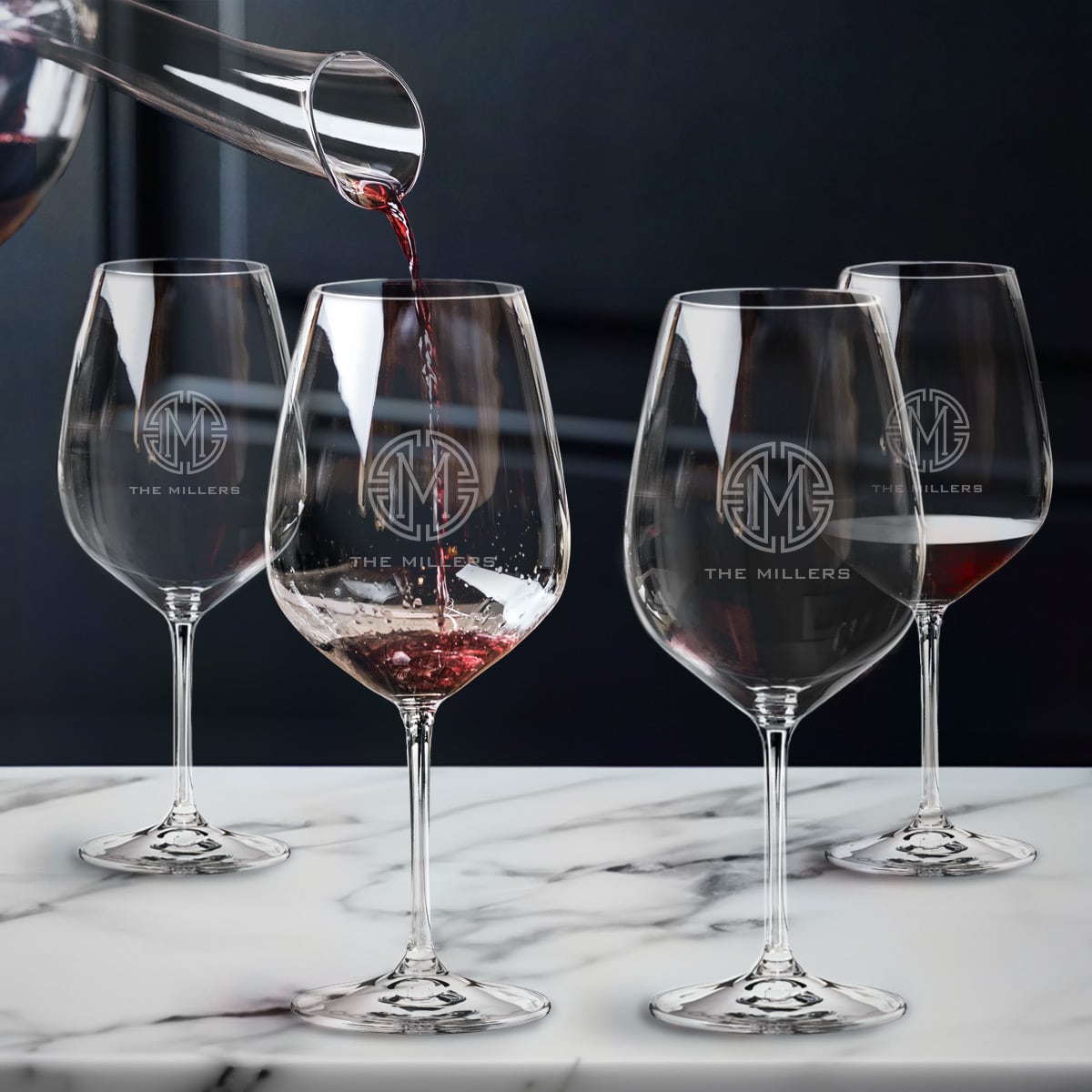 Riedel Wine Glasses, Engraved, Set of 4 - Cabernet/Red Wine Glasses