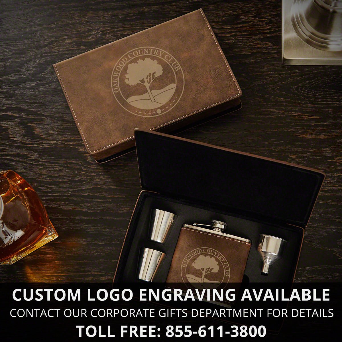 Rustic Personalized Flask Set